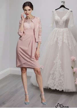 Pink Chiffon Mother of the Bride Dress – Sleeveless Knee-Length Gown with Ruffles