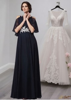 Mother of the Bride Dress with Straps Neckline and 1/2 Sleeves
