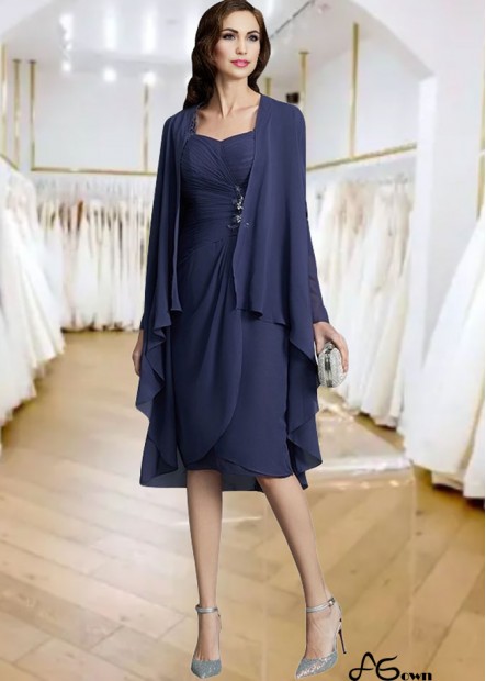 Knee-Length Chiffon Mother of the Bride Dress with Half Sleeves