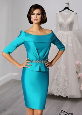 Off The Shoulder Taffeta Knee-Length Mother of the Bride Dress with Half Sleeves