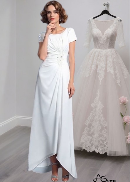 Asymmetrical Hem A-Line Chiffon Mother of the Bride Dress with Scoop Neck