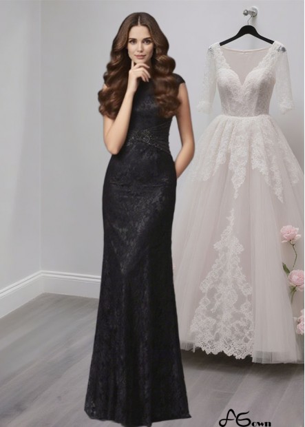 Lace Beaded Mother of the Bride Dress – Scoop Neck Sleeveless Floor-Length Sheath Gown