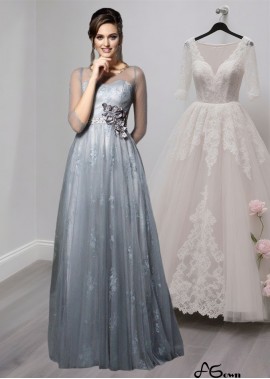 Scoop Neck Mother of the Bride Dress – A Line Mother Gowns With 3/4  Sleeves