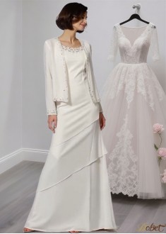 Scoop Neck Chiffon Mother of the Bride Dress – Sleeveless Floor-Length Gown
