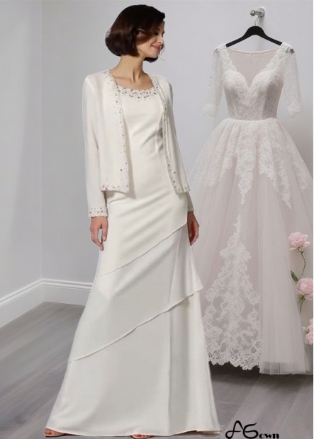 Scoop Neck Chiffon Mother of the Bride Dress – Sleeveless Floor-Length Gown