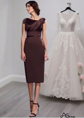  Chic Sleeveless Satin Knee-Length Sheath Mother of the Bride Dress