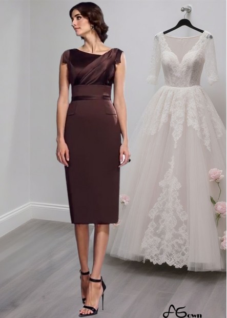  Chic Sleeveless Satin Knee-Length Sheath Mother of the Bride Dress