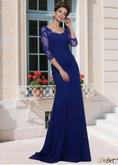 Elegant Chiffon Mother of the Bride Dress – Sweetheart Neck Trumpet Mermaid Gown with 3/4 Sleeves