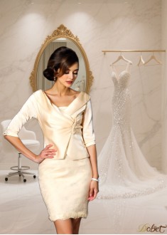 Delicate Strapless Satin Mother of the Bride Dress – Short Sleeveless Formal Gown