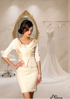 Delicate Strapless Satin Mother of the Bride Dress – Short Sleeveless Formal Gown