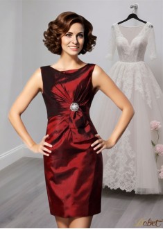 Scoop Neck Mother of the Bride Dress – Sleeveless Knee-Length Sheath Gown