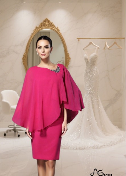 Scoop Neck Sleeveless Chiffon Knee-Length Mother of the Bride Dress with Beading
