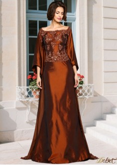 Off Shoulder Taffeta Mother of the Bride Dress A-Line 1/2 Sleeve