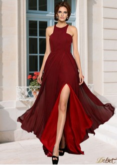 High Neck Chiffon Mother of the Bride Dress A-Line Sweep Train