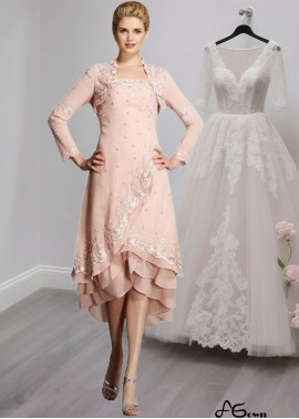 Pink Strapless Chiffon Knee-Length A-Line Mother of the Bride Dress with Applique