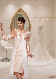 Elegant Elastic Woven Satin Knee-Length Formal Dress with Square Neckline