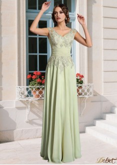 V-Neck Chiffon Applique Mother of the Bride Dress A-Line Floor Length