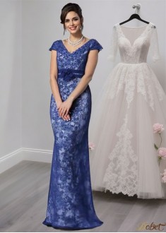 Elegant Satin V-Neck Mermaid Mother of the Bride Dress with Beading & Applique