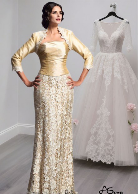 Strapless Lace A-Line Mother of the Bride Dress – Floor Length Sleeveless Gown