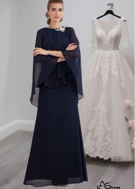 Sleeveless Chiffon A-Line Mother of the Bride Dress Floor-Length Elegant Formal Gown