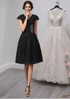 V-Neck Chiffon A-Line Sleeveless Mother of the Bride Dress with Beading