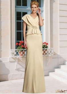 V-Neck Silk Satin Mother of the Bride Dress Sheath Floor Length