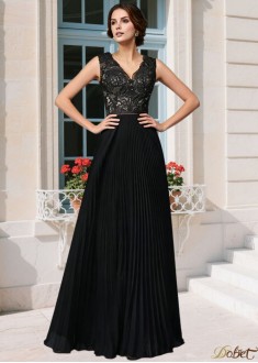V-Neck Chiffon Lace Mother of the Bride Dress A-Line Floor Length