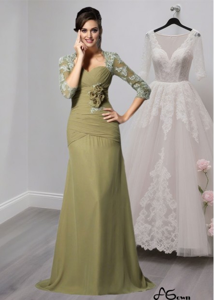 Sweetheart Chiffon A-Line Mother of the Bride Dress – Floor Length with Half Sleeves