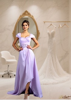 Chiffon A-Line Mother of the Bride Dress with Straps and Beading – Asymmetrical Hem