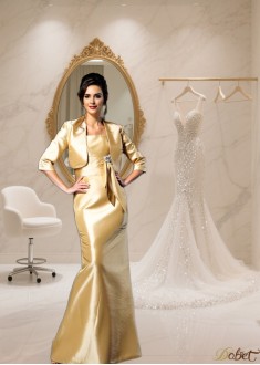 Sleeveless Taffeta Floor-Length Mother of the Bride Dress with Bowknot