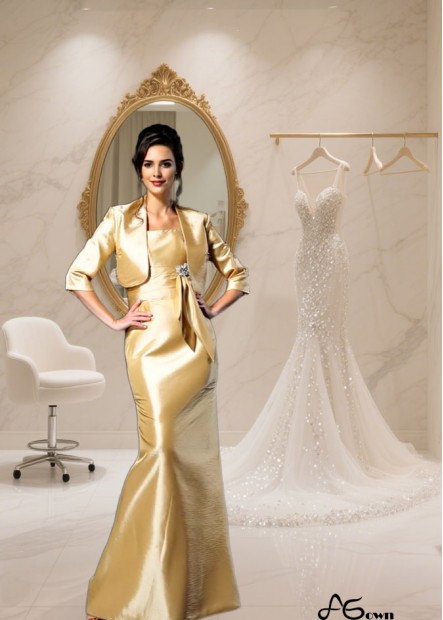 Sleeveless Taffeta Floor-Length Mother of the Bride Dress with Bowknot