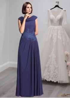 Sleeveless Chiffon A-Line Mother of the Bride Dress with Pleated Details