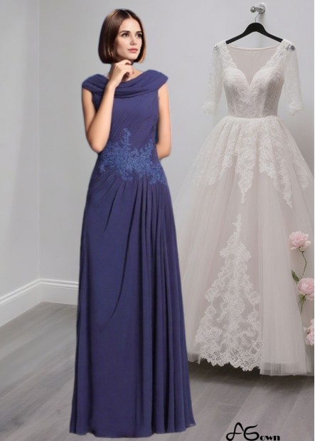 Sleeveless Chiffon A-Line Mother of the Bride Dress with Pleated Details