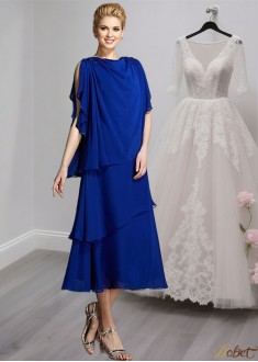 Ankle Length Sleeveless Mother of the Bride Dress with Scoop Neckline and Applique