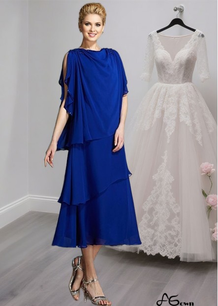 Knee-Length Sleeveless Chiffon Mother of the Bride Dress with Bateau Neckline and Appliqué