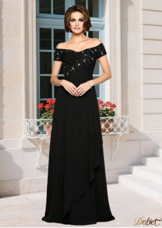 Off Shoulder Chiffon Mother of the Bride Dress with Beading