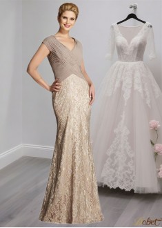 Elegant Chiffon V-Neck Floor-Length Mother of the Bride Dress with Cap Sleeves