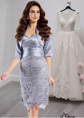 Satin Sweetheart Neckline Mother of the Bride Dress – Lace Embellished Sleeveless Knee-Length Gown
