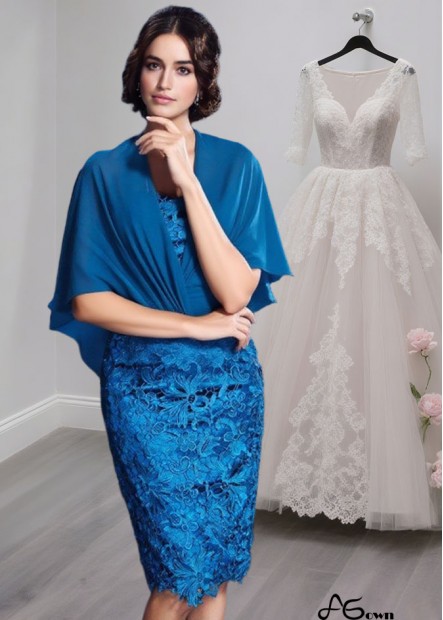 Strapless Lace Mother of the Bride Dress with 1/2 Sleeves Knee Length