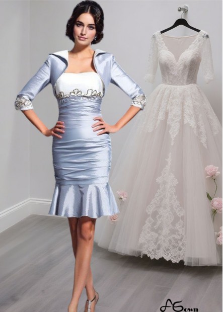 Short Taffeta Mother of the Bride Dress with Sweetheart Neckline