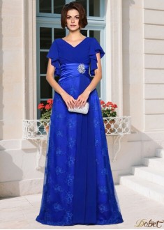 V-Neck Chiffon A-Line Mother of the Bride Dress