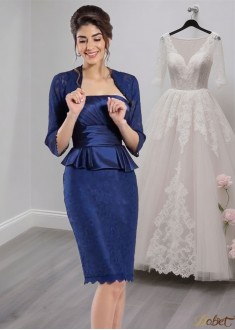 Strapless Taffeta Sheath Mother of the Bride Dress with Beading – Knee Length
