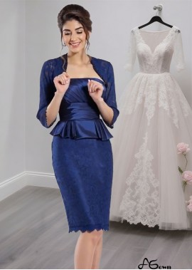 Strapless Taffeta Sheath Mother of the Bride Dress with Beading – Knee Length