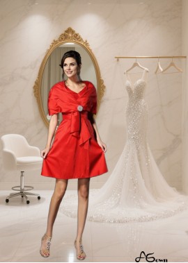 Sleeveless Short Taffeta A-Line Mother of the Bride Dress with V-Neck and Pleats