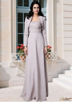 Strapless Chiffon Mother of the Bride Dress Sheath Beaded