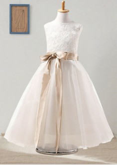 Tulle Ball Gown Flower Girl Dress with Bowknot