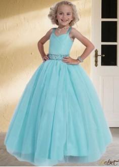 Tulle Sleeveless A Line Flower Girl Dresses with Crystals