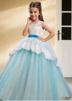 Tulle Ball Gown Flower Girl Dress with Sash