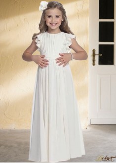Chiffon Jewel Neck Flower Girl Dress – Floor Length A Line Gown