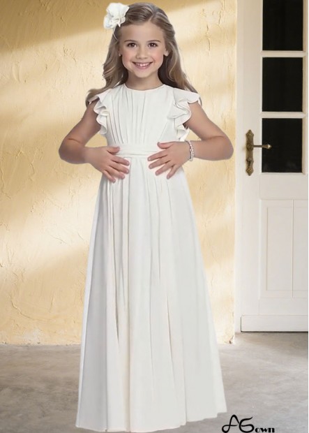 Chiffon Scoop Neck Flower Girl Dress – Floor-Length A-Line Princess Gown